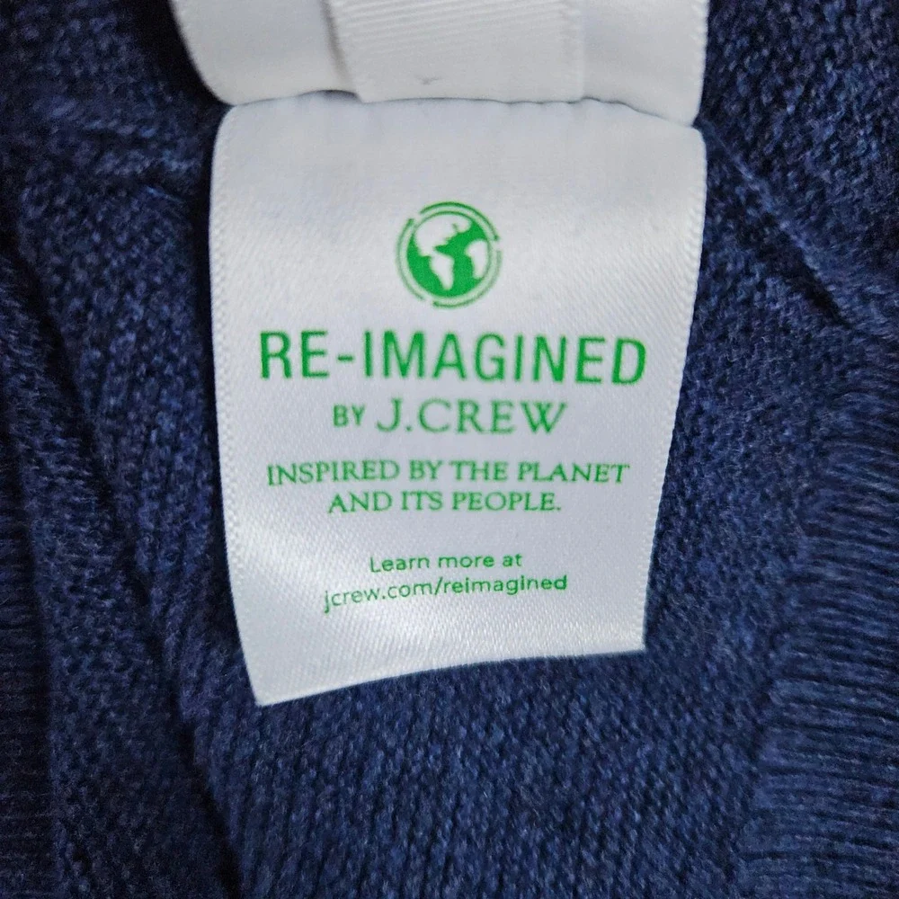 J Crew Men's Blue Crewneck Pullover‎ Sweater Size L 100% Cotton Warm Cozy Winter